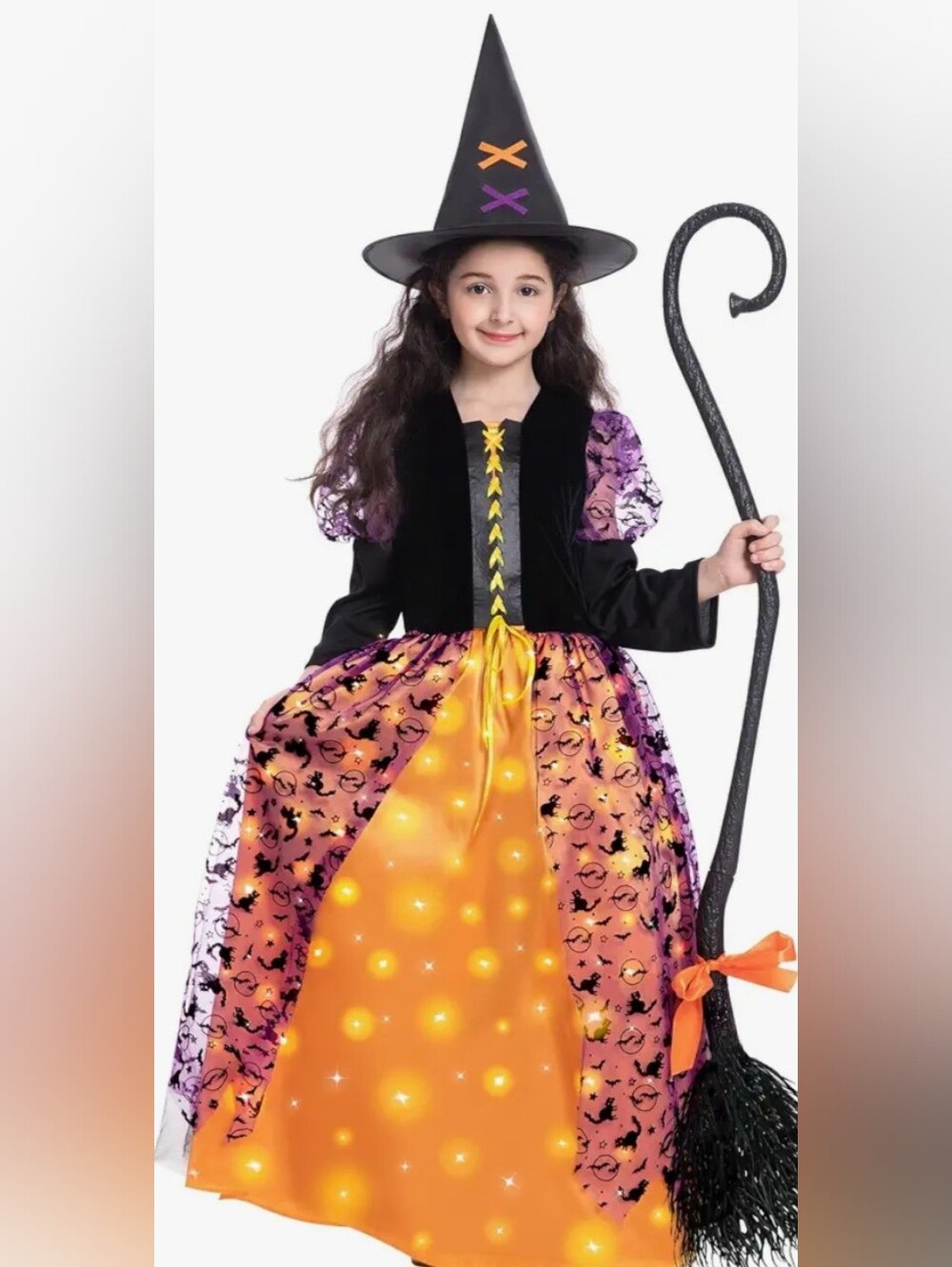 Poshetion Deluxe Cosplay Glowing Halloween Witch Costume Size Small (5-7)